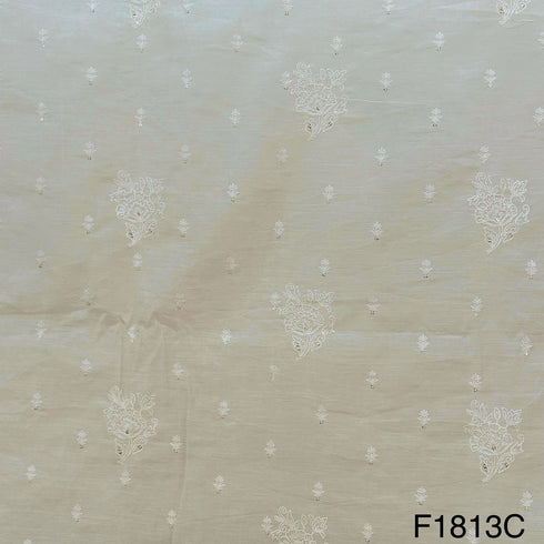 Thread Sequins Embroidered Chanderi Silk Fabric-F1813